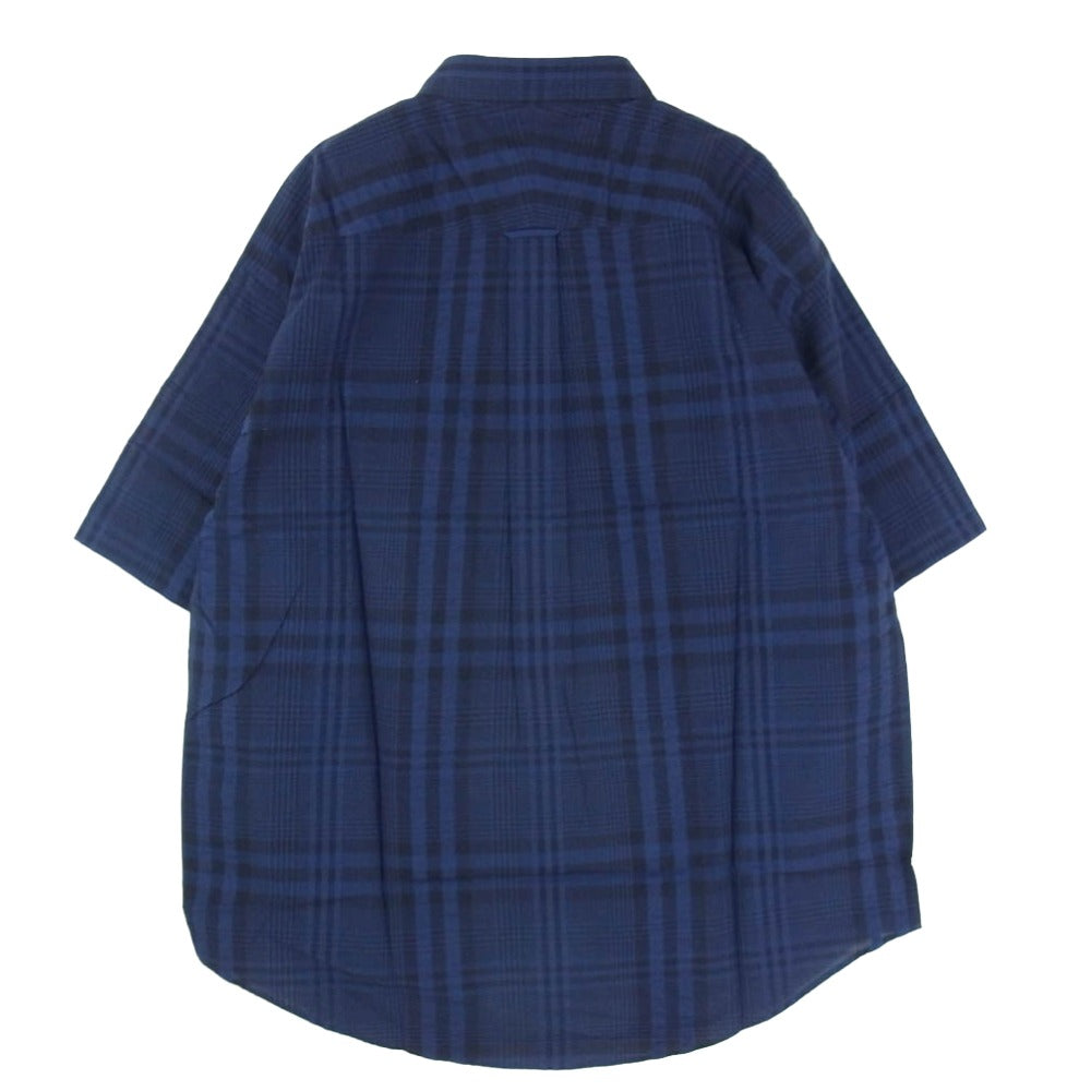 DESCENDANT ディセンダント 221TQDS-SHM07 PLAID SS SHIRT STANDARD チェック柄 ボタンダウン 半袖シャツ ブラック系 ネイビー系 3【新古品】【未使用】【中古】