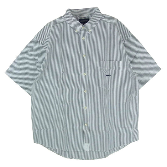 DESCENDANT ディセンダント 21SS 211BRDS-SHM08 TRUMAN B.D SS SHIRT ストライプ ボタンダウン 半袖シャツ グレー系 ホワイト系 2【新古品】【未使用】【中古】