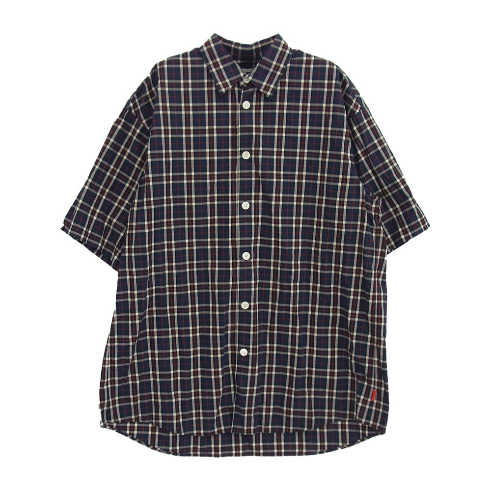 UNDERCOVER アンダーカバー UCU4408-2 オーバーサイズ チェック柄 半袖シャツ ネイビー系 2【中古】