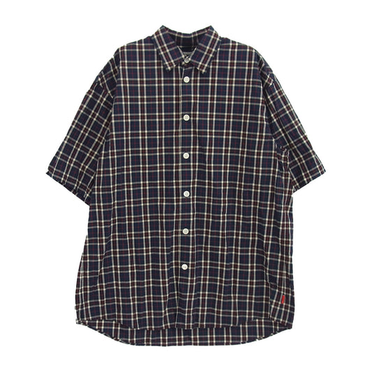 UNDERCOVER アンダーカバー UCU4408-2 オーバーサイズ チェック柄 半袖シャツ ネイビー系 2【中古】