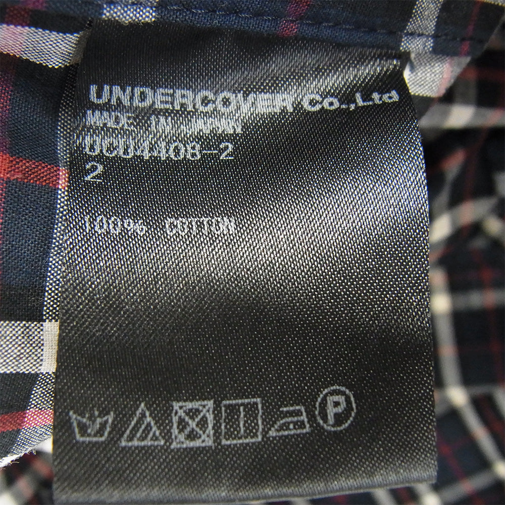 UNDERCOVER アンダーカバー UCU4408-2 オーバーサイズ チェック柄 半袖シャツ ネイビー系 2【中古】