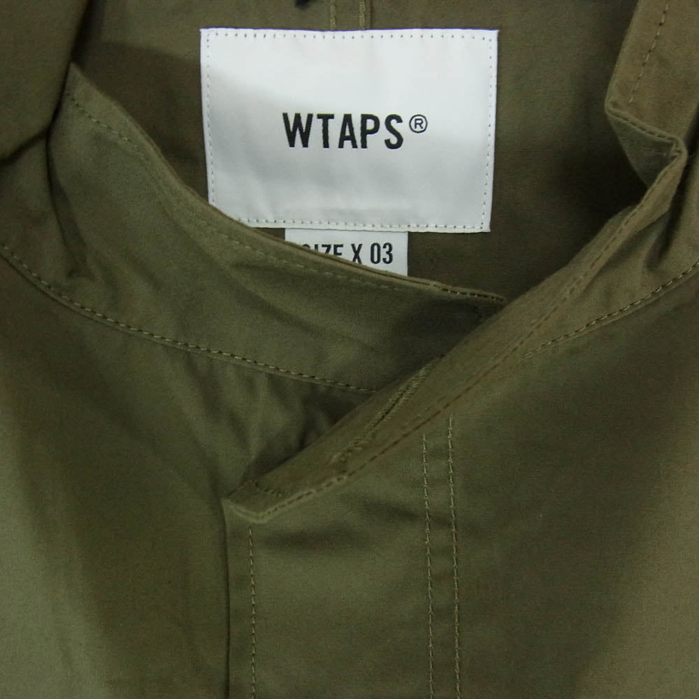WTAPS ダブルタップス 22SS 221WVDT-SHM08 CHIT SS COTTON WEATHER ボックスシルエット スタンドカラー ウェザー チット 半袖 シャツ カーキ系 X03【美品】【中古】