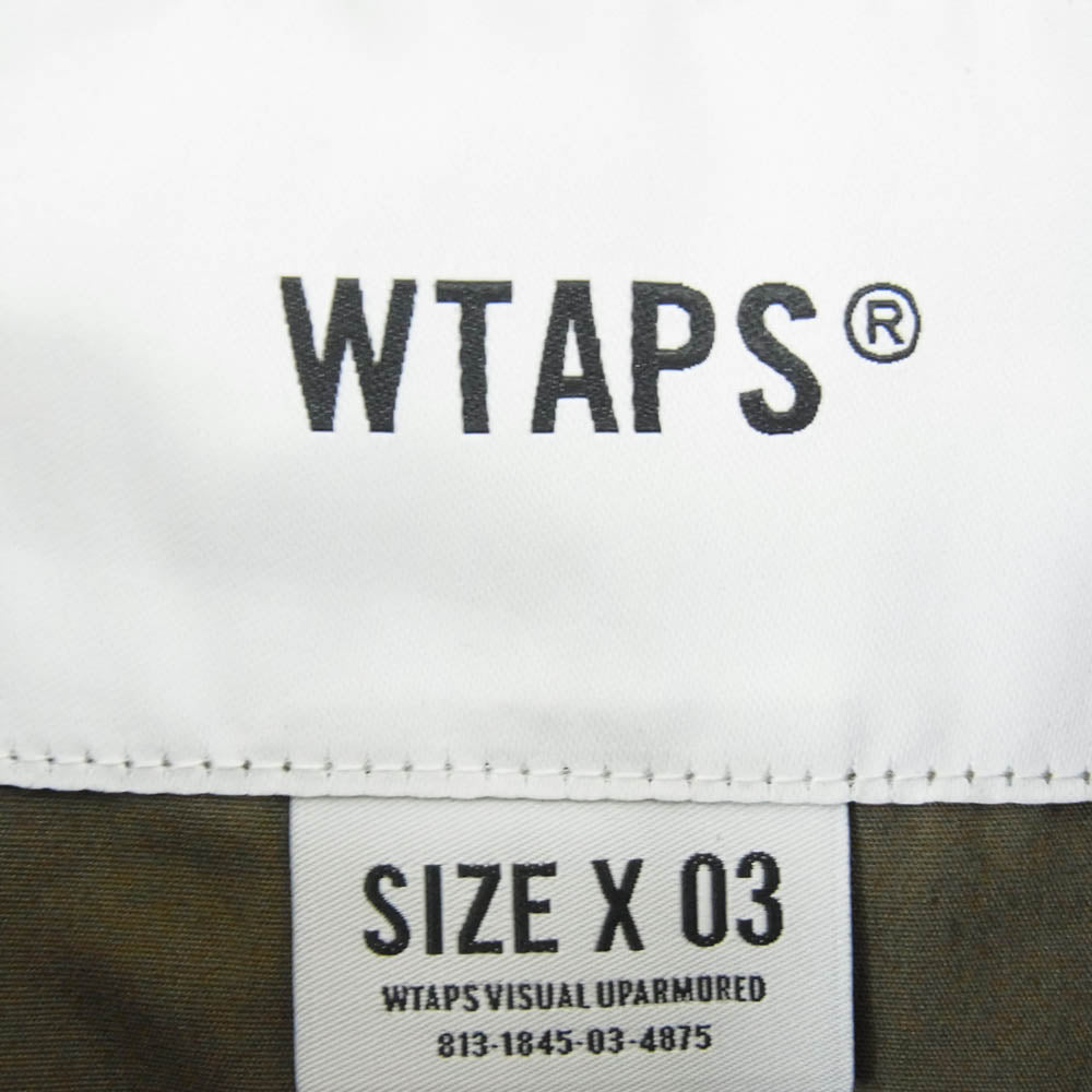 WTAPS ダブルタップス 22SS 221WVDT-SHM08 CHIT SS COTTON WEATHER ボックスシルエット スタンドカラー ウェザー チット 半袖 シャツ カーキ系 X03【美品】【中古】