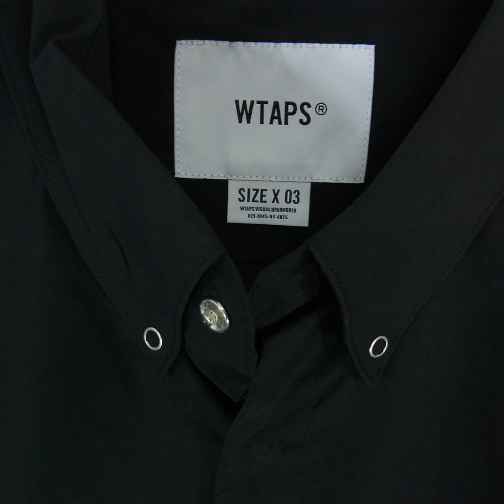 WTAPS ダブルタップス 20AW 202BRDT-SHM03 SOOT LS/COPO. WEATHER　ウェザー ボタンダウン 長袖シャツ ブラック系 X03【美品】【中古】