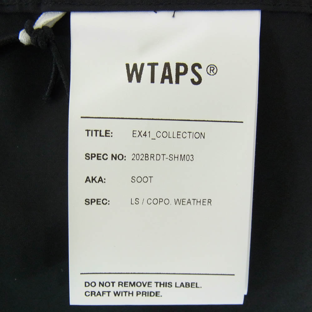 WTAPS ダブルタップス 20AW 202BRDT-SHM03 SOOT LS/COPO. WEATHER　ウェザー ボタンダウン 長袖シャツ ブラック系 X03【美品】【中古】