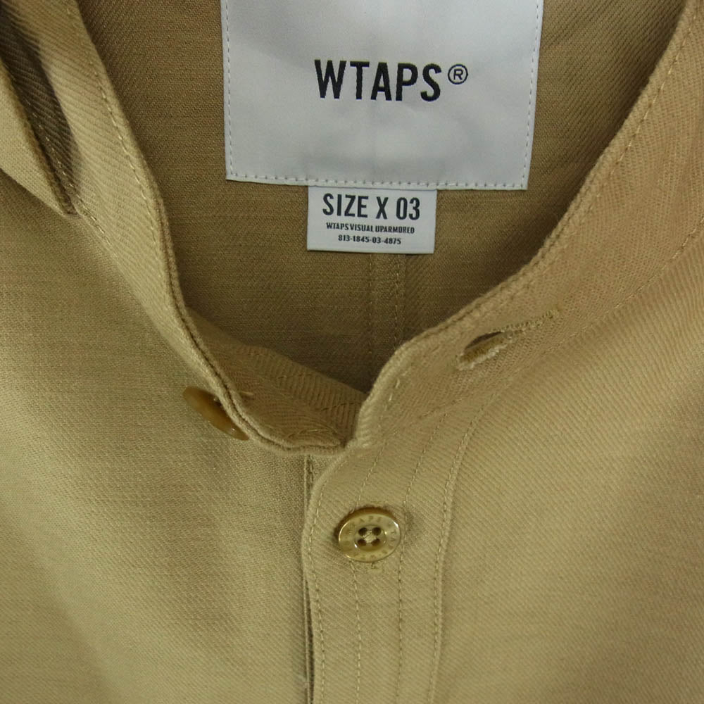 WTAPS ダブルタップス 21AW 212GWDT-SHM01 FALCONER LS COTTON.SERGE フーデッド ハーフボタン プルオーバーシャツ 長袖 ベージュ系 X03【新古品】【未使用】【中古】