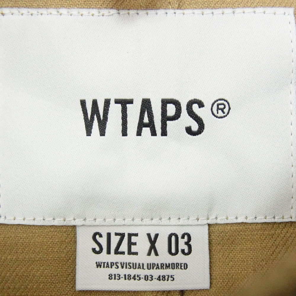 WTAPS ダブルタップス 21AW 212GWDT-SHM01 FALCONER LS COTTON.SERGE フーデッド ハーフボタン プルオーバーシャツ 長袖 ベージュ系 X03【新古品】【未使用】【中古】