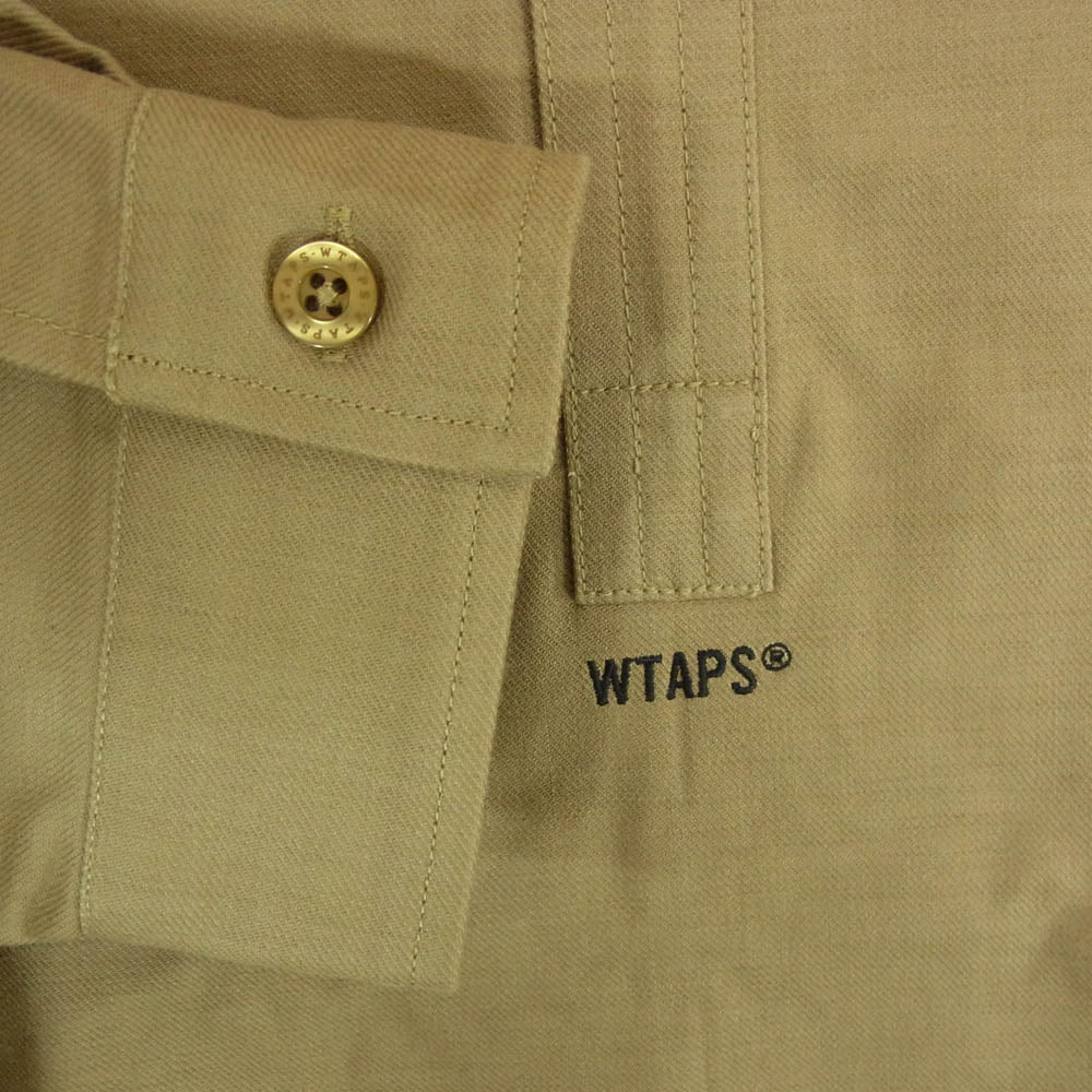 WTAPS ダブルタップス 21AW 212GWDT-SHM01 FALCONER LS COTTON.SERGE フーデッド ハーフボタン プルオーバーシャツ 長袖 ベージュ系 X03【新古品】【未使用】【中古】