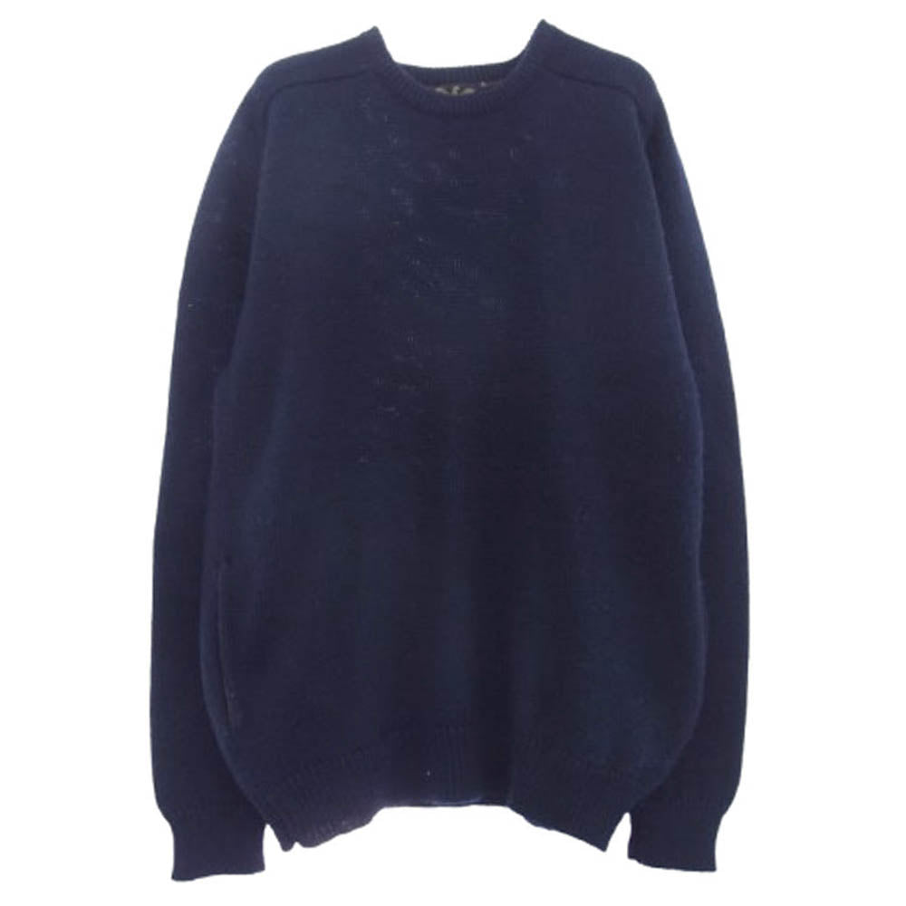 Emporio Armani エンポリオ・アルマーニ クルーネック ウール ニット セーター ネイビー系 L【中古】