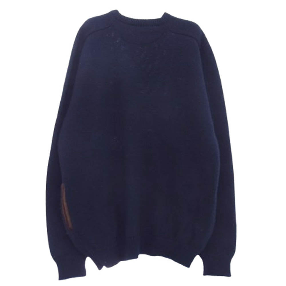 Emporio Armani エンポリオ・アルマーニ クルーネック ウール ニット セーター ネイビー系 L【中古】