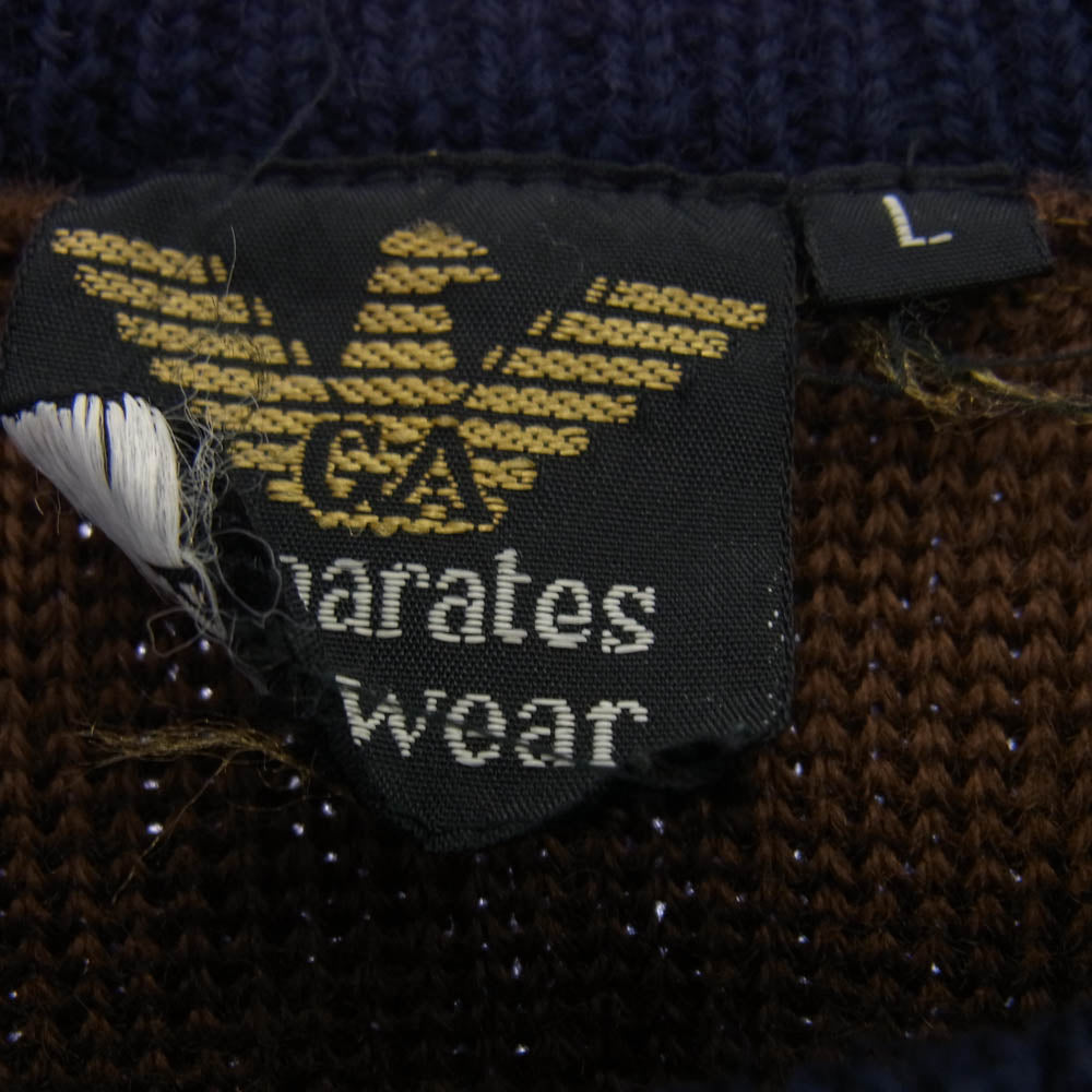 Emporio Armani エンポリオ・アルマーニ クルーネック ウール ニット セーター ネイビー系 L【中古】