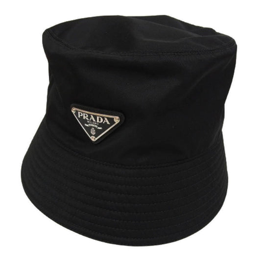 PRADA プラダ 2HC137 Re-Nylon 三角プレート ナイロン バケット ハット ブラック系 M【美品】【中古】