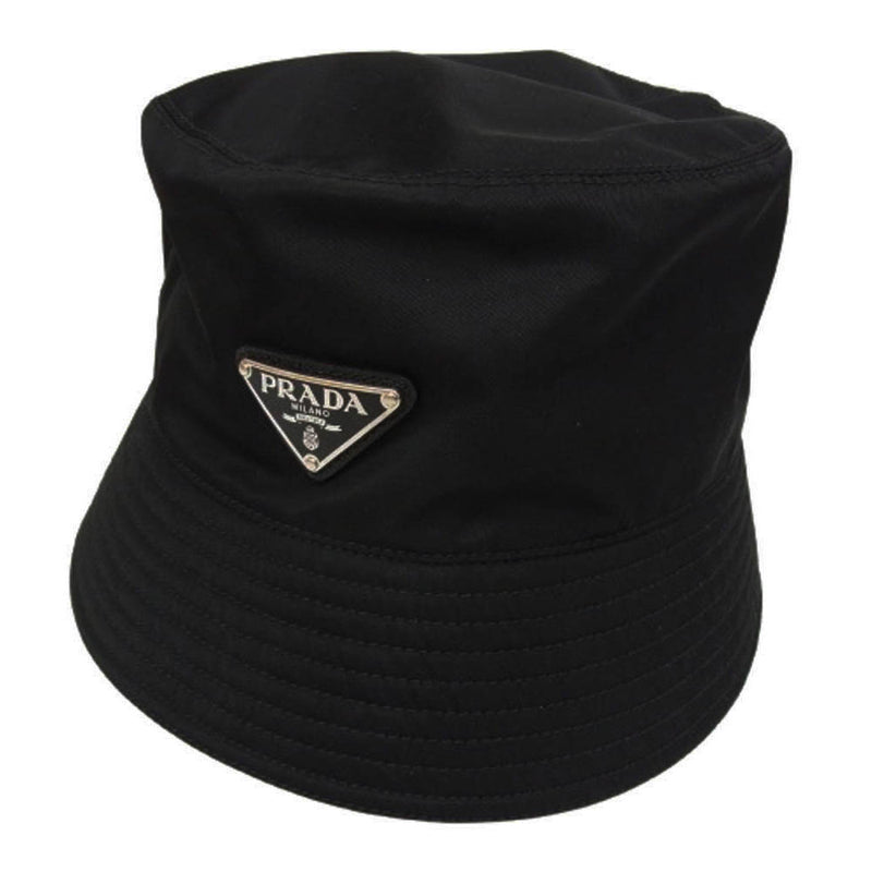 PRADA プラダ 2HC137 Re-Nylon 三角プレート ナイロン バケット ハット ブラック系 M【美品】【中古】