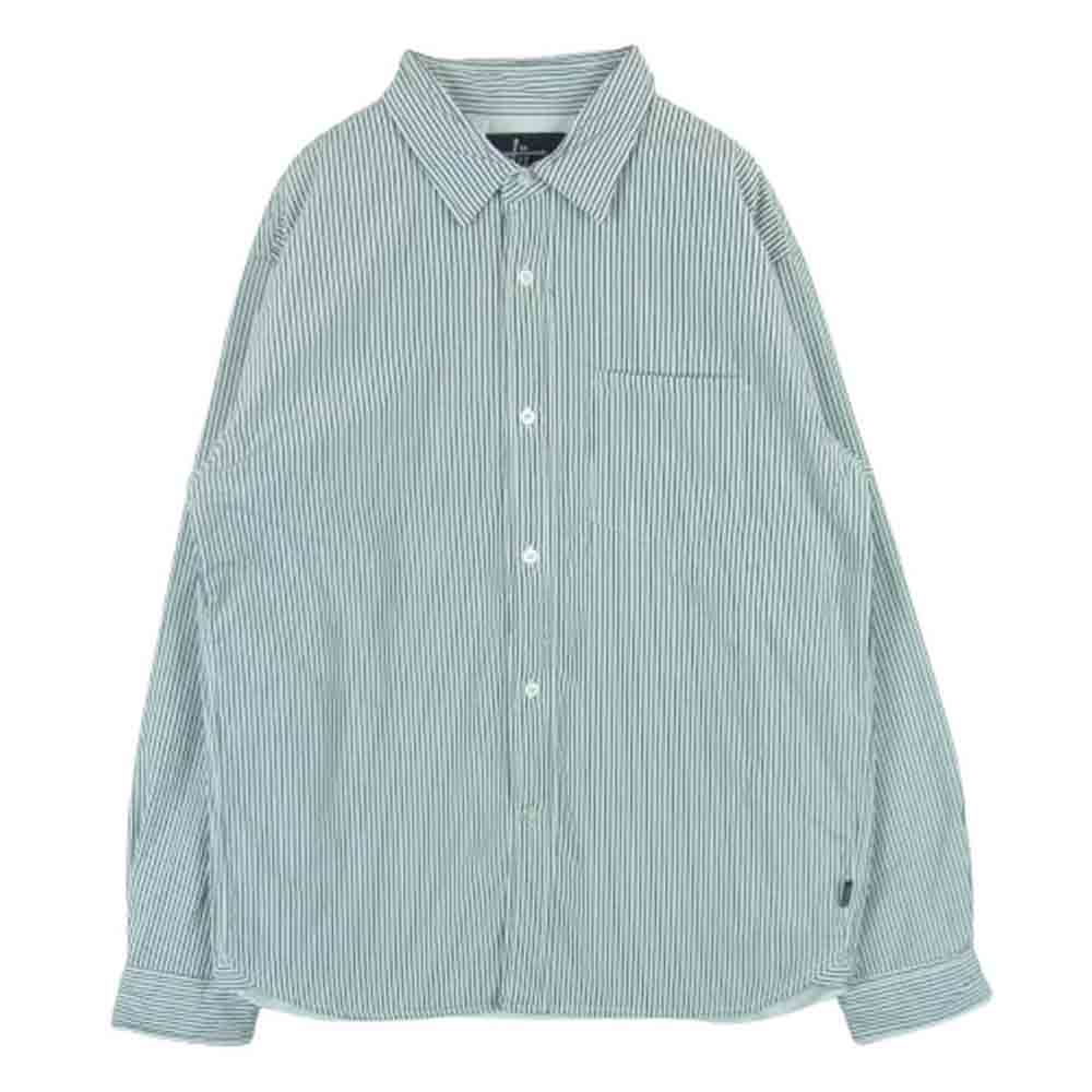 STUSSY ステューシー パデッド シャツ ストライプ 中綿サーモライト シャツジャケット グレー系 L【中古】
