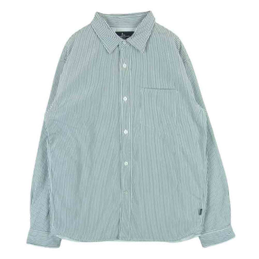 STUSSY ステューシー パデッド シャツ ストライプ 中綿サーモライト シャツジャケット グレー系 L【中古】