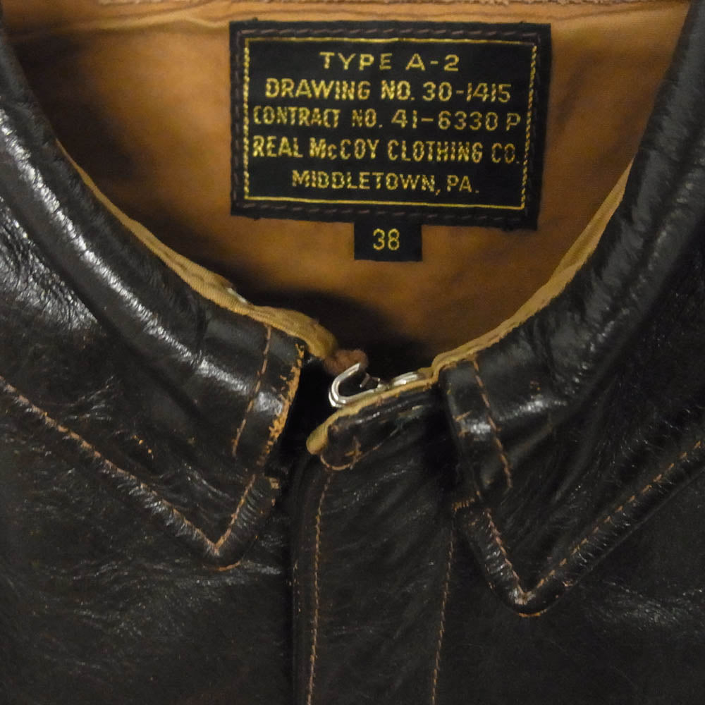 The REAL McCOY'S ザリアルマッコイズ MJ12103 TYPE A-2 McCOY'S MFG.CO. ホースハイド レザー フライトジャケット ブラウン系 38【中古】