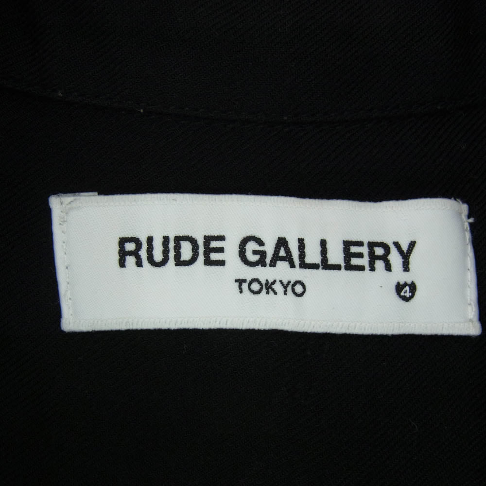 RUDE GALLERY ルードギャラリー ロゴ刺繍 レーヨン オープンカラー 開襟 半袖 ボーリング シャツ ブラック系 4【中古】
