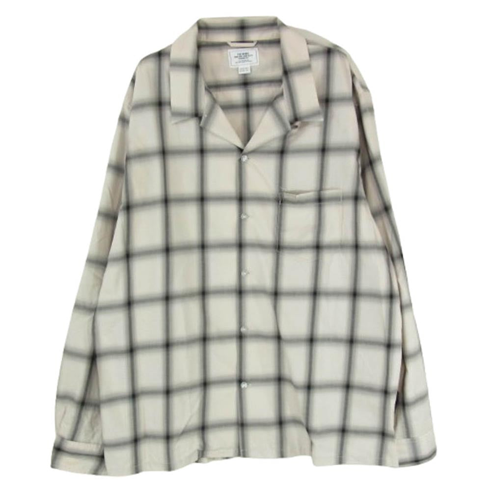 CRIMIE クライミー CR01-02L1-SL10 オープンカラー 開襟 オンブレチェック 長袖 シャツ ベージュ系 ブラック系 XXL【中古】