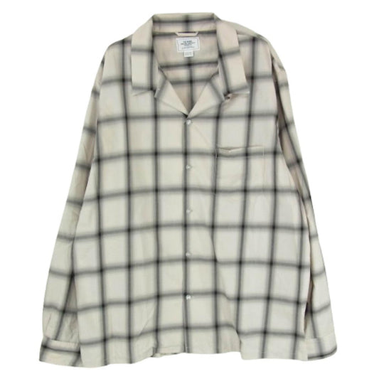 CRIMIE クライミー CR01-02L1-SL10 オープンカラー 開襟 オンブレチェック 長袖 シャツ ベージュ系 ブラック系 XXL【中古】