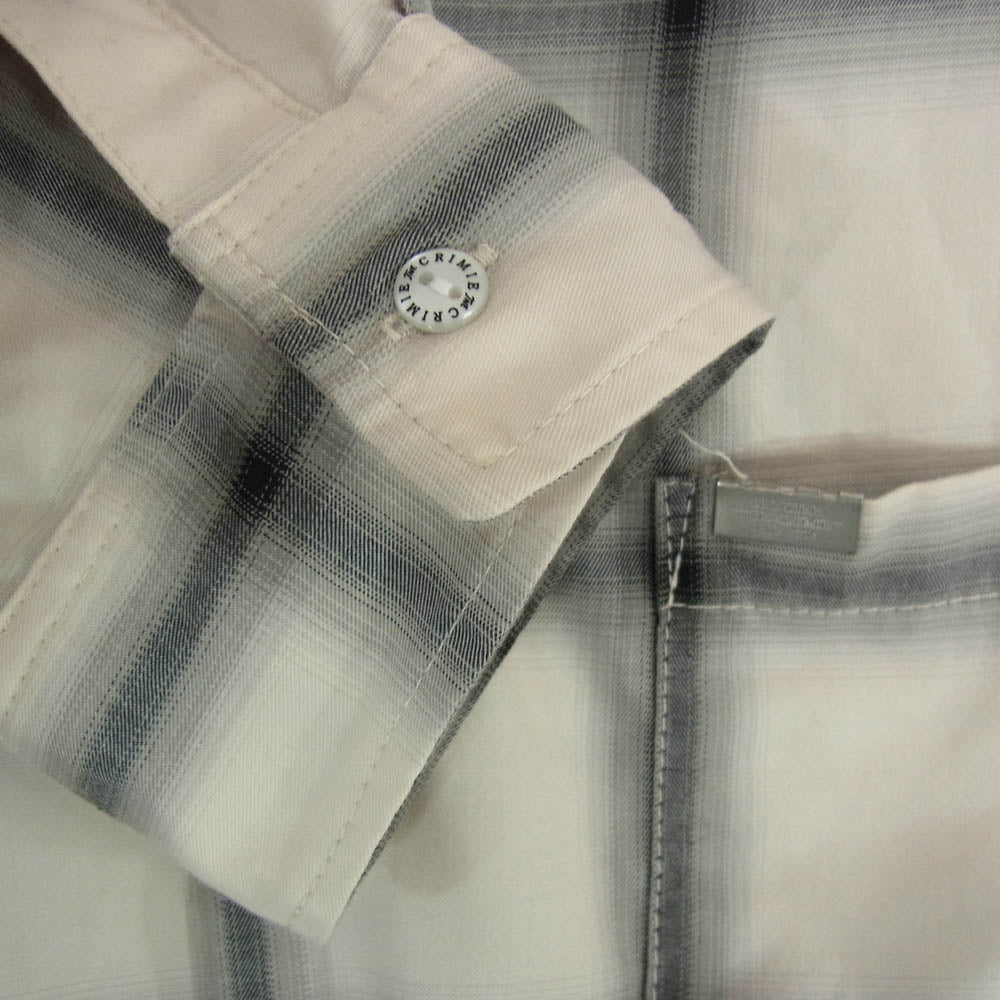 CRIMIE クライミー CR01-02L1-SL10 オープンカラー 開襟 オンブレチェック 長袖 シャツ ベージュ系 ブラック系 XXL【中古】