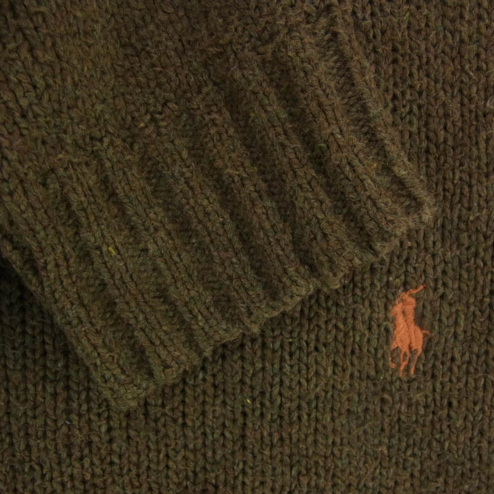 POLO RALPH LAUREN ポロ・ラルフローレン リネン混 ポニー刺繍 クルーネック ニット ブラウン系 L【中古】