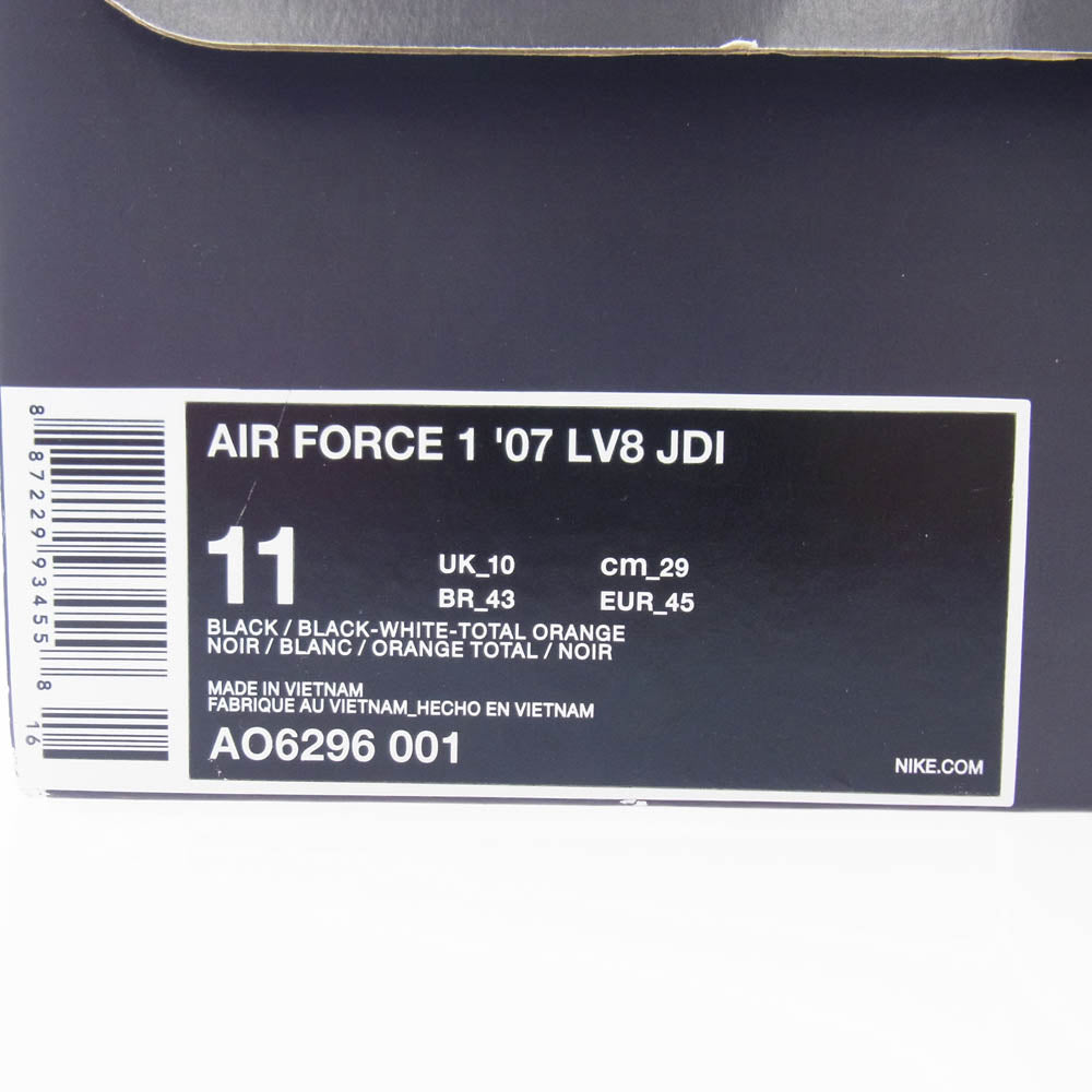 NIKE ナイキ AO6296-001 AIR FORCE1 07 PRM JDI ナイキ エア フォース 1 07 LV8 JUST DO IT ローカット スニーカー ブラック系 ホワイト系 29cm【新古品】【未使用】【中古】