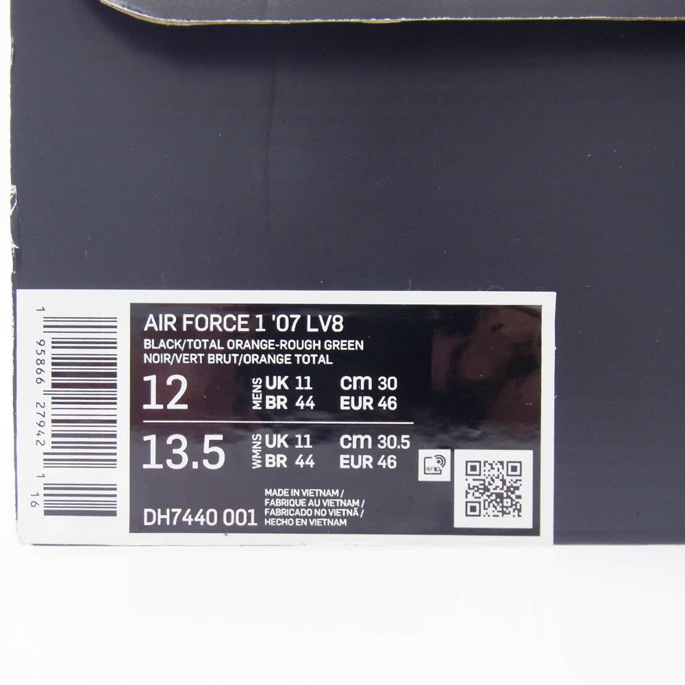 NIKE ナイキ DH7440-001 AIR FORCE 1 07 LV8 HOOPS エア フォース フープス2タイプ ローカット スニーカー ブラック系 オレンジ系 30cm【新古品】【未使用】【中古】