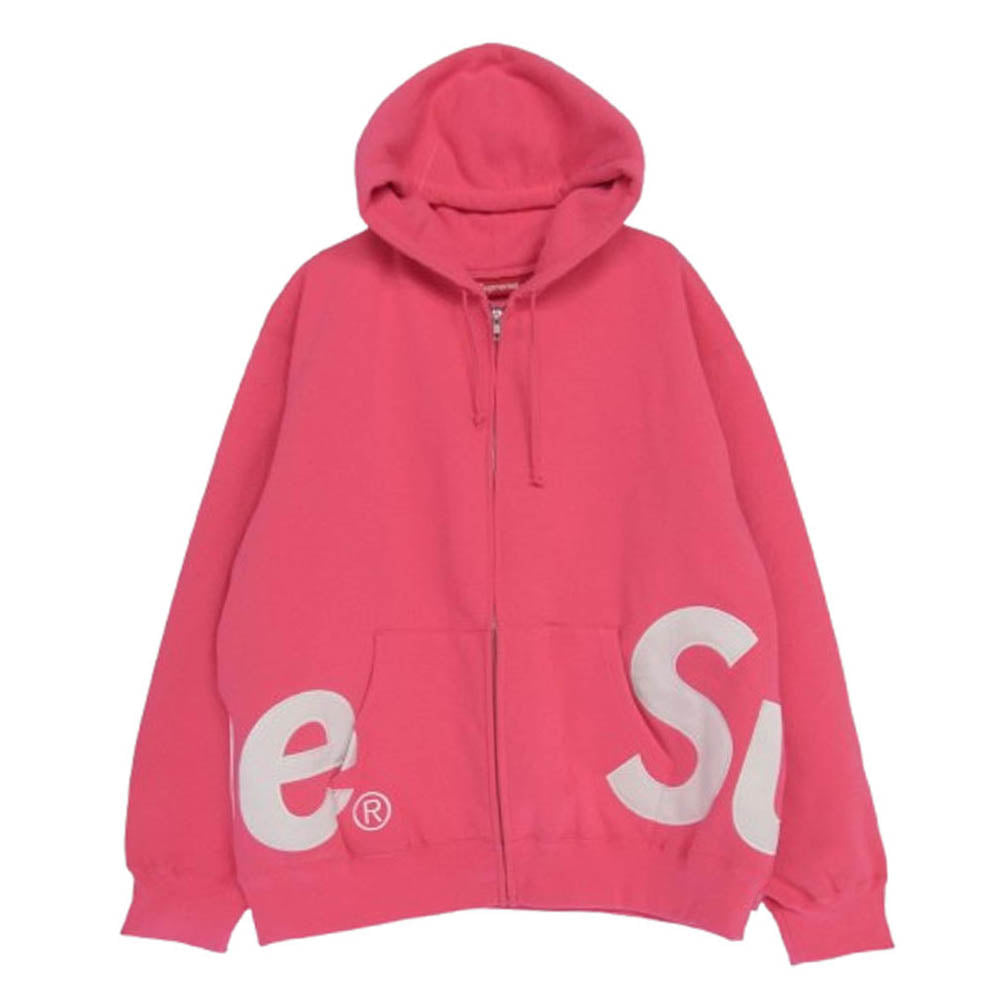 Supreme シュプリーム 25SS Big Logo Zip Up Hooded Sweatshirt ビッグ ロゴ フーデッド ジップアップ パーカー ピンク系 XL【極上美品】【中古】