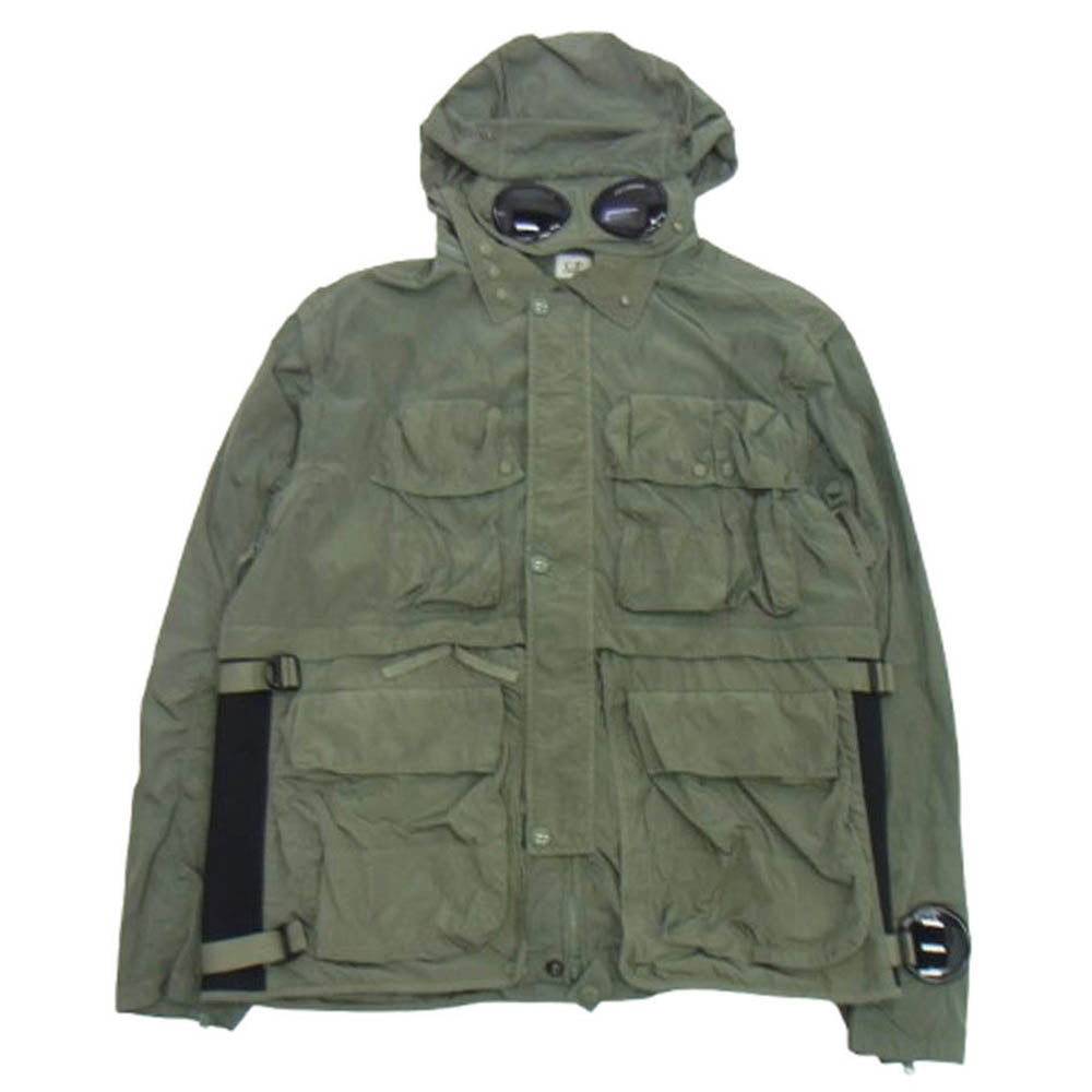 C.P.Company シーピーカンパニー 24SS Chrome-R Goggle Utility Jacket ゴーグル ナイロン ユーティリティ ミリタリー ジャケット カーキ系 52【中古】
