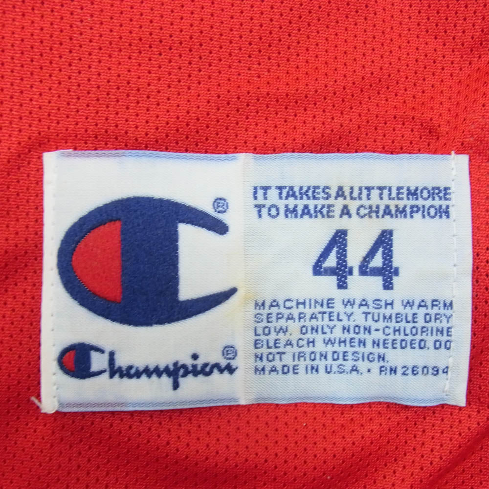 Champion チャンピオン 90s USA製 NBA CHICAGO BULLS MICHAEL JORDAN シカゴ ブルズ マイケル ジョーダン ゲーム シャツ レッド系 44【中古】