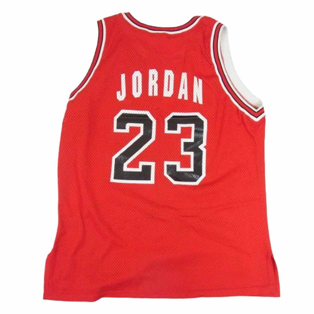 Champion チャンピオン 90s USA製 NBA CHICAGO BULLS MICHAEL JORDAN シカゴ ブルズ マイケル ジョーダン ゲーム シャツ レッド系 48【中古】