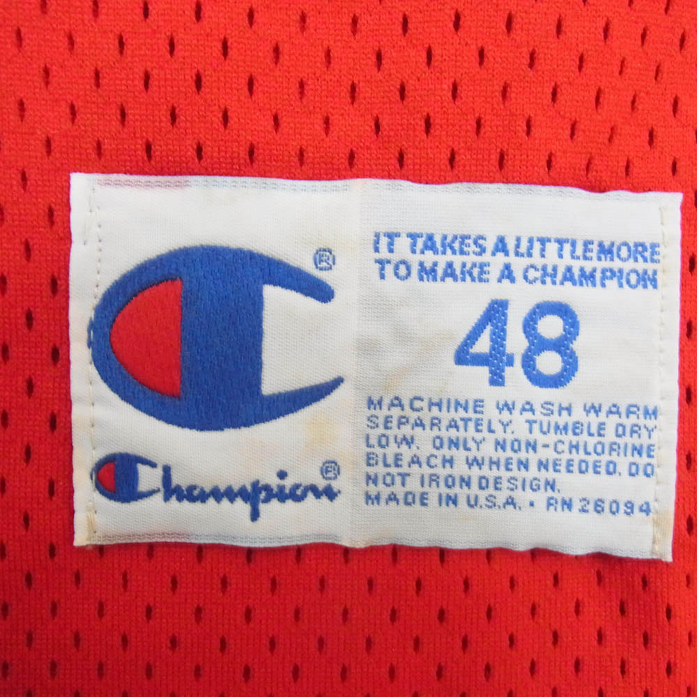 Champion チャンピオン 90s USA製 NBA CHICAGO BULLS MICHAEL JORDAN シカゴ ブルズ マイケル ジョーダン ゲーム シャツ レッド系 48【中古】
