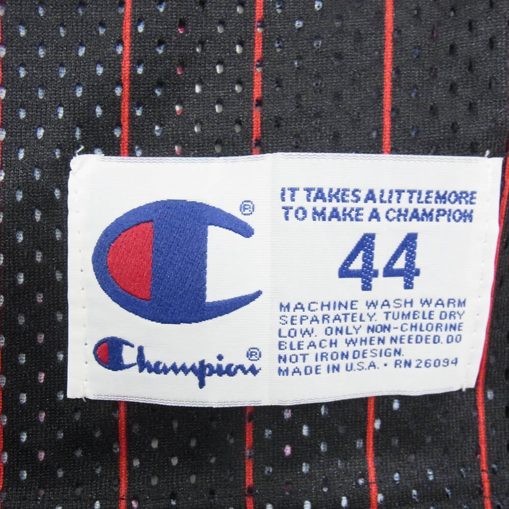 Champion チャンピオン 90s USA製 NBA CHICAGO BULLS MICHAEL JORDAN シカゴ ブルズ マイケル ジョーダン ゲーム シャツ ブラック系 44【中古】