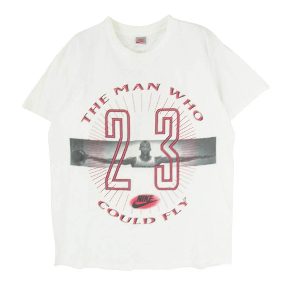 NIKE ナイキ ヴィンテージ 90s USA製 銀タグ AIR JORDAN The Man Who Could Fly ジョーダン プリント Tシャツ ホワイト系 L【中古】
