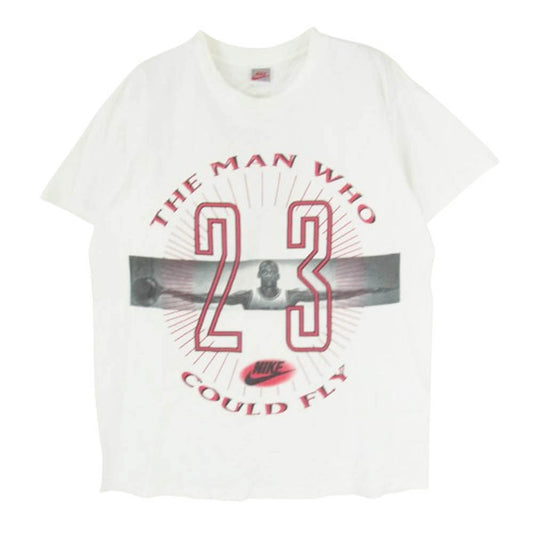 NIKE ナイキ ヴィンテージ 90s USA製 銀タグ AIR JORDAN The Man Who Could Fly ジョーダン プリント Tシャツ ホワイト系 L【中古】