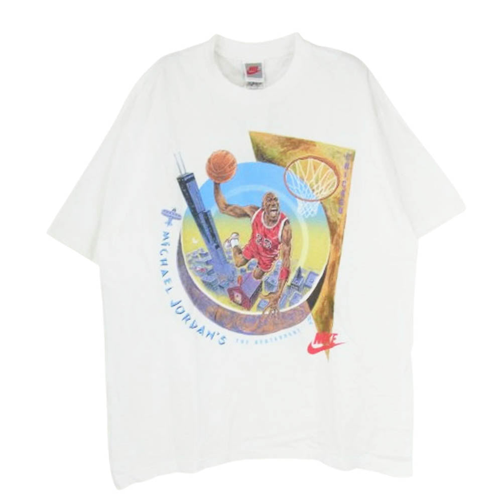 NIKE ナイキ ヴィンテージ 90s USA製 銀タグ jordan restaurant ジョーダン Tシャツ 白系 ホワイト系 L【中古】
