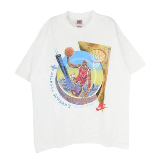 NIKE ナイキ ヴィンテージ 90s USA製 銀タグ jordan restaurant ジョーダン Tシャツ 白系 ホワイト系 L【中古】