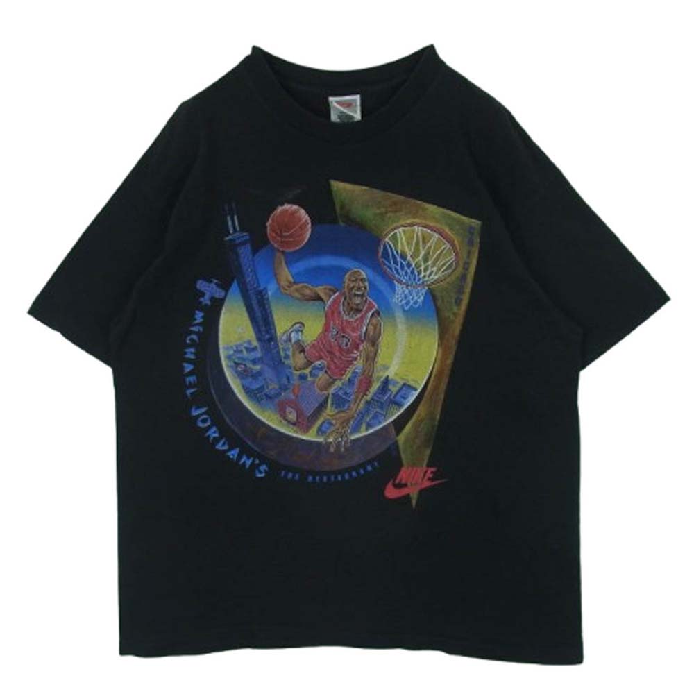 NIKE ナイキ ヴィンテージ 90s USA製 銀タグ jordan restaurant ジョーダン 半袖 Tシャツ コットン ブラック系 L【中古】