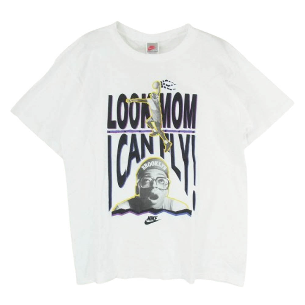 NIKE ナイキ ヴィンテージ 90s USA製 銀タグ Look Mom I Can Fly Spike Lee スパイクリー プリント Tシャツ ホワイト系 L【中古】