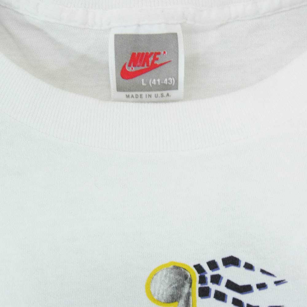 NIKE ナイキ ヴィンテージ 90s USA製 銀タグ Look Mom I Can Fly Spike Lee スパイクリー プリント Tシャツ ホワイト系 L【中古】