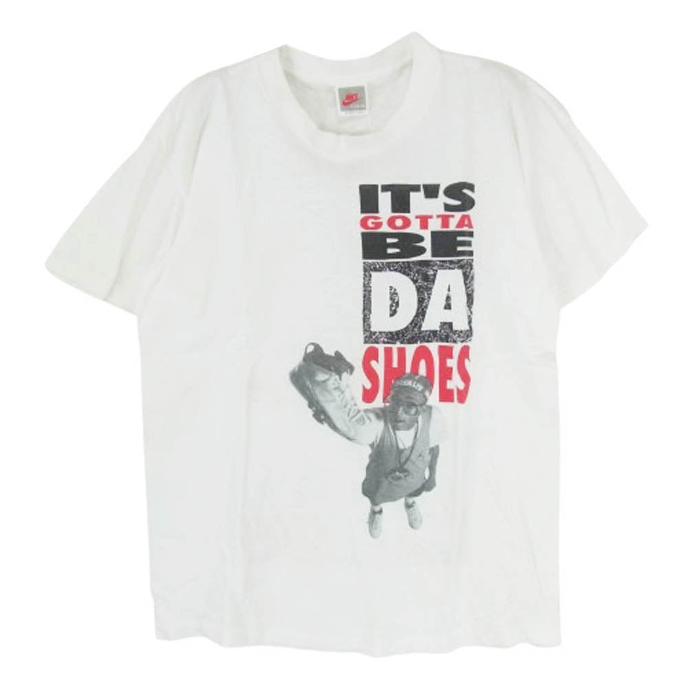 NIKE ナイキ ヴィンテージ 90s USA製 銀タグ IT'S GOTTA BE DA SHOES MICHAEL JORDAN SPIKE LEE ジョーダン スパイクリー プリント Tシャツ ホワイト系 M【中古】