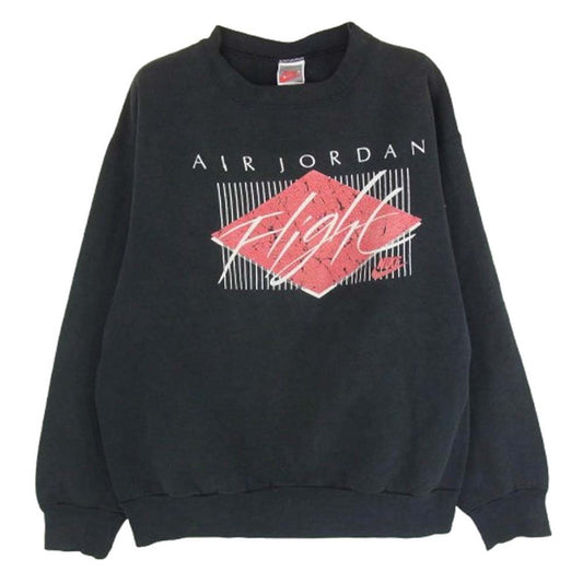 NIKE ナイキ ヴィンテージ 90s USA製 銀タグ AIR JORDAN プリント スウェット Flight ブラック系 M【中古】