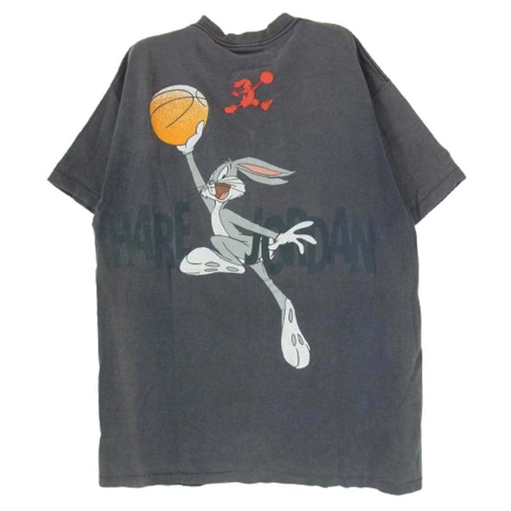 NIKE ナイキ ヴィンテージ 90s USA製 銀タグ HARE JORDAN and AIR JORDAN SPACE JAM ジョーダン バックスバニー プリント Tシャツ チャコール系 L【中古】