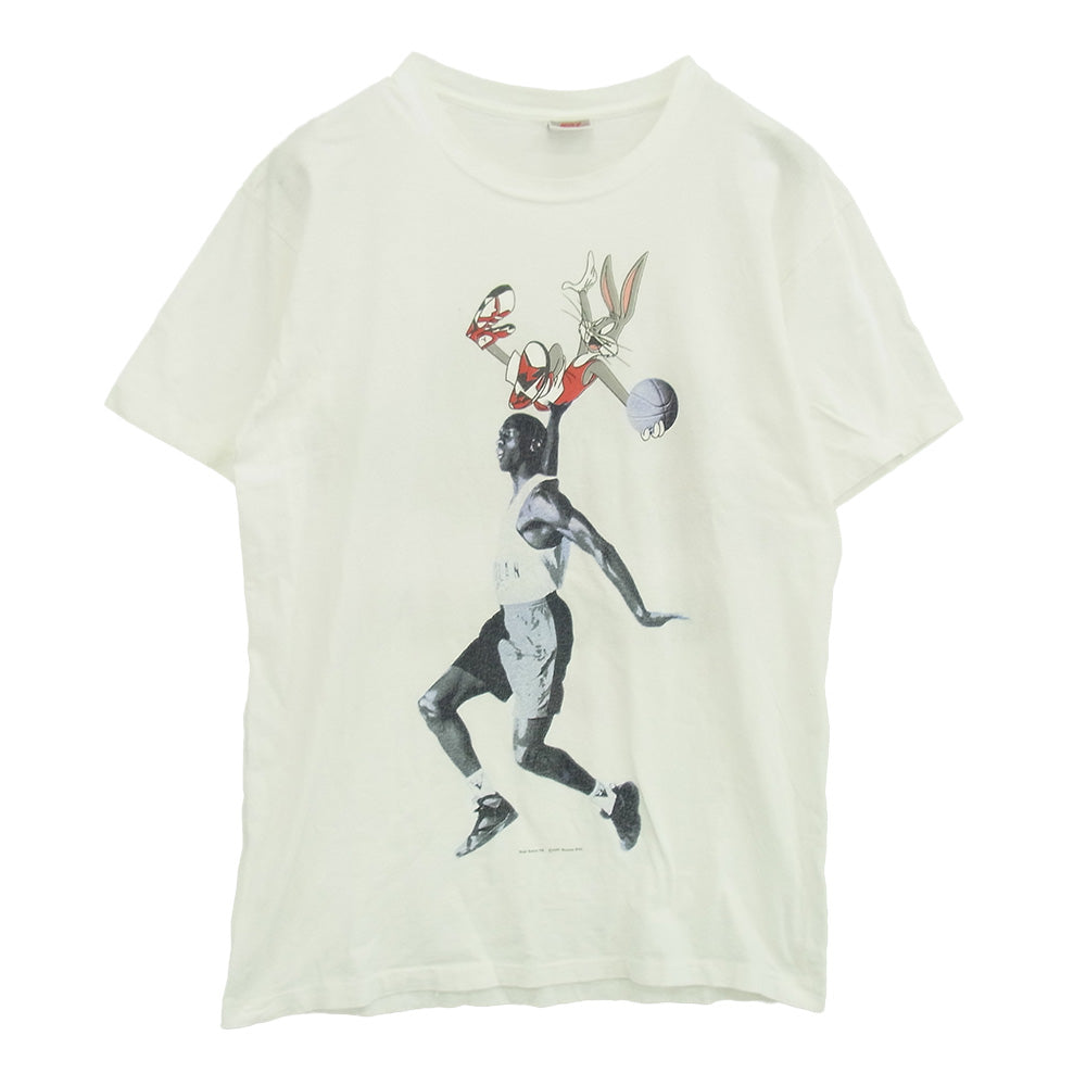 NIKE ナイキ ヴィンテージ 90s USA製 銀タグ HARE JORDAN and AIR JORDAN ジョーダン バックスバニー プリント Tシャツ ホワイト系 M【中古】