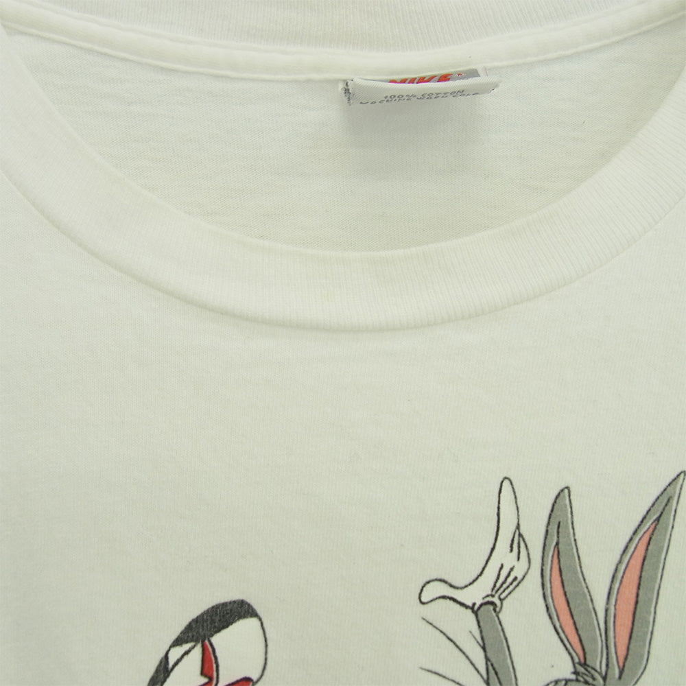 NIKE ナイキ ヴィンテージ 90s USA製 銀タグ HARE JORDAN and AIR JORDAN ジョーダン バックスバニー プリント Tシャツ ホワイト系 M【中古】