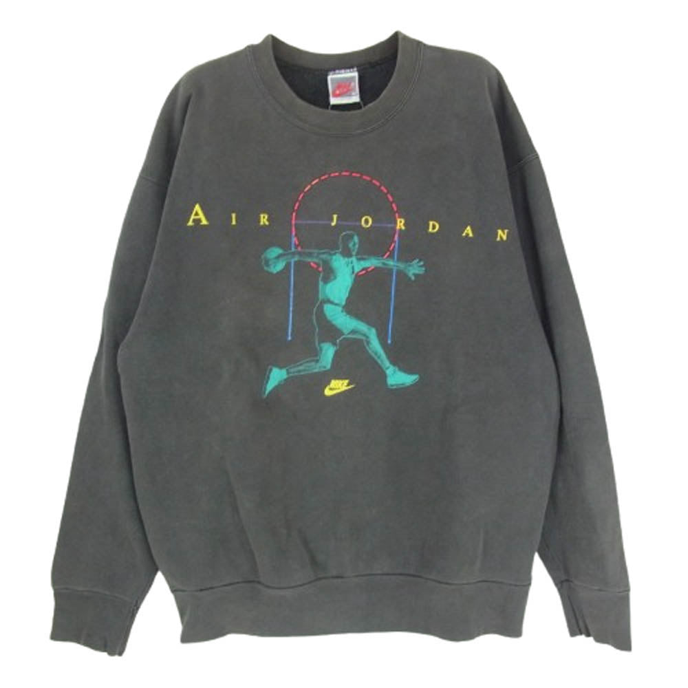 NIKE ナイキ ヴィンテージ 90s USA製 銀タグ AIR JORDAN プリント スウェット ダークグレー系 M【中古】