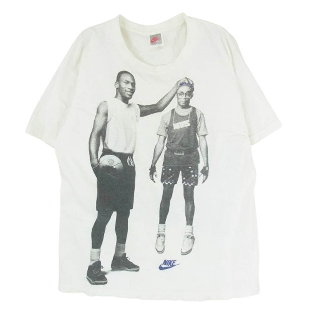 NIKE ナイキ ヴィンテージ 90s USA製 銀タグ MICHAEL JORDAN × SPIKE LEE マイケル ジョーダン スパイク リー プリント Tシャツ ホワイト系 L【中古】