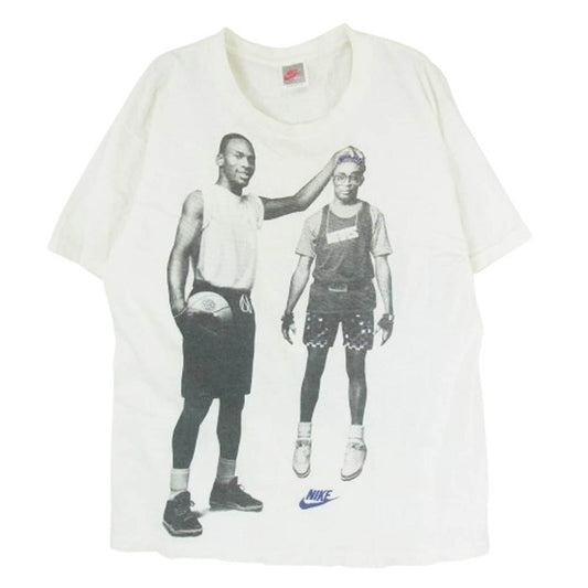 NIKE ナイキ ヴィンテージ 90s USA製 銀タグ MICHAEL JORDAN × SPIKE LEE マイケル ジョーダン スパイク リー プリント Tシャツ ホワイト系 L【中古】
