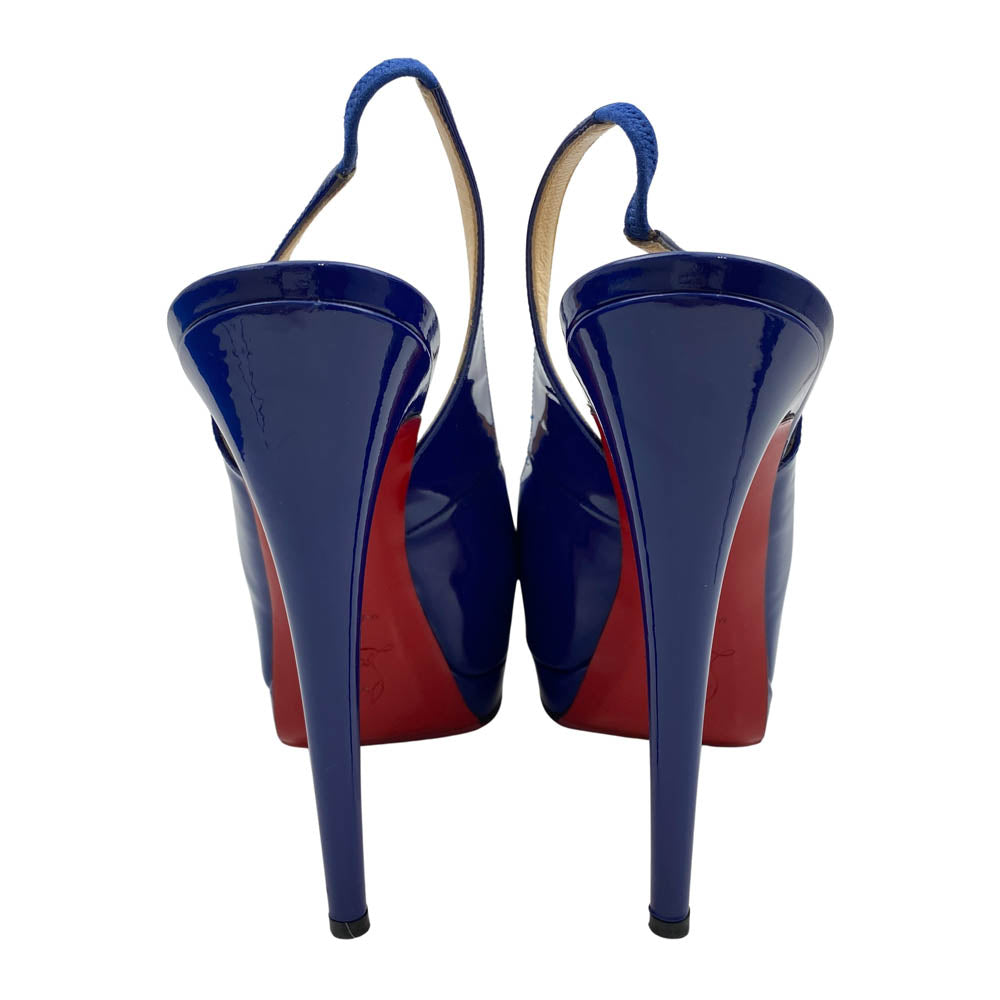 Christian Louboutin クリスチャンルブタン オープントゥ ハイヒール サンダル パンプス ブルー系 レッド系 38【中古】