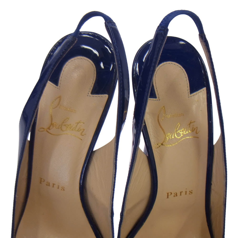 Christian Louboutin クリスチャンルブタン オープントゥ ハイヒール サンダル パンプス ブルー系 レッド系 38【中古】